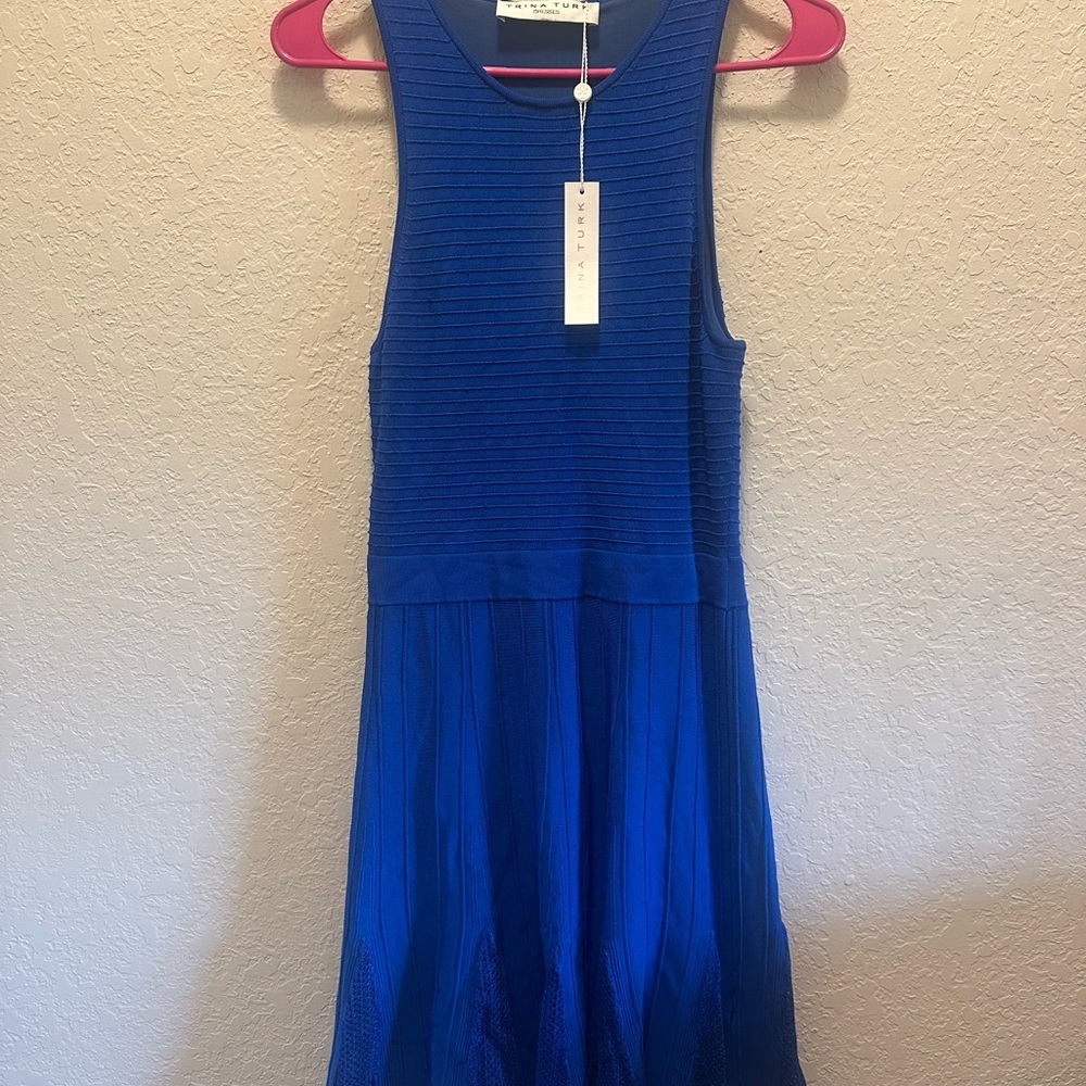 Trina Turk Vibrant Blue Midi Dress NWT Size Medium - Picture 2 of 4